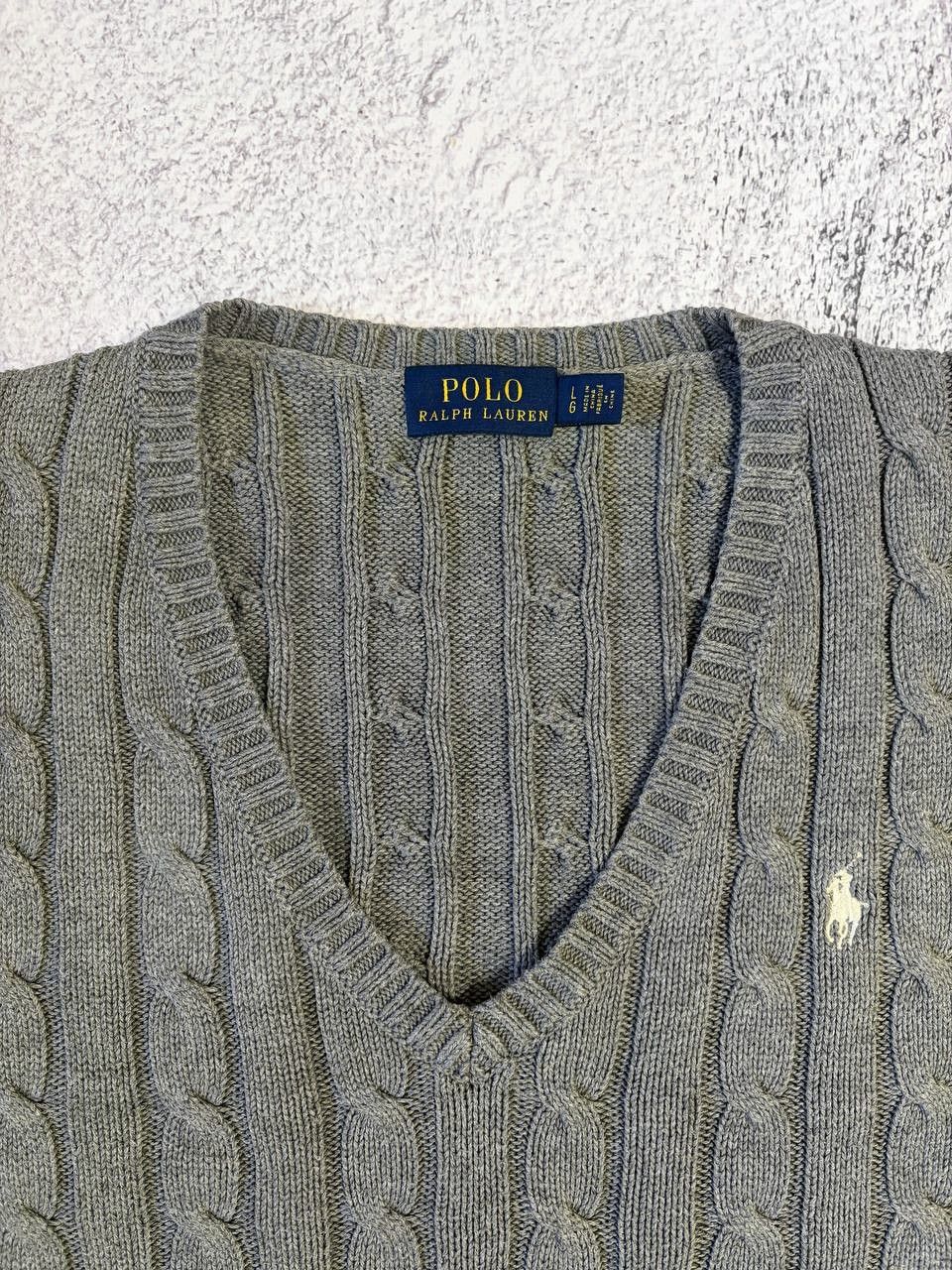 Polo Ralph Lauren Polo Ralph Lauren Braided Cable Knit V-Neck Cotton Sweater Size M / US 6-8 / IT 42-44 - 4 Thumbnail