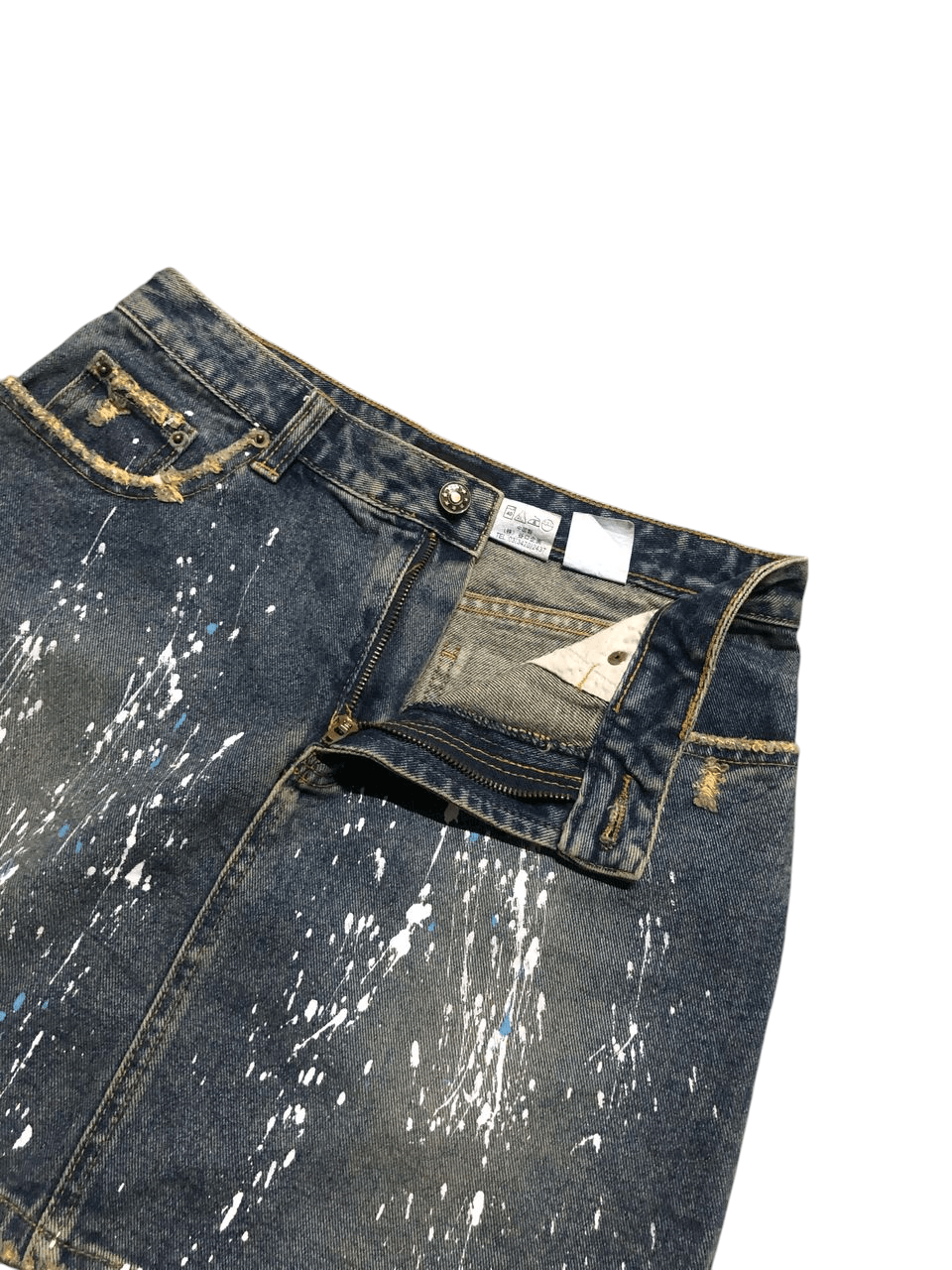 If Six Was Nine Japanese MouthValley Painters Denim Skirt Distressed Design Size 30" / US 8 / IT 44 - 7 Thumbnail