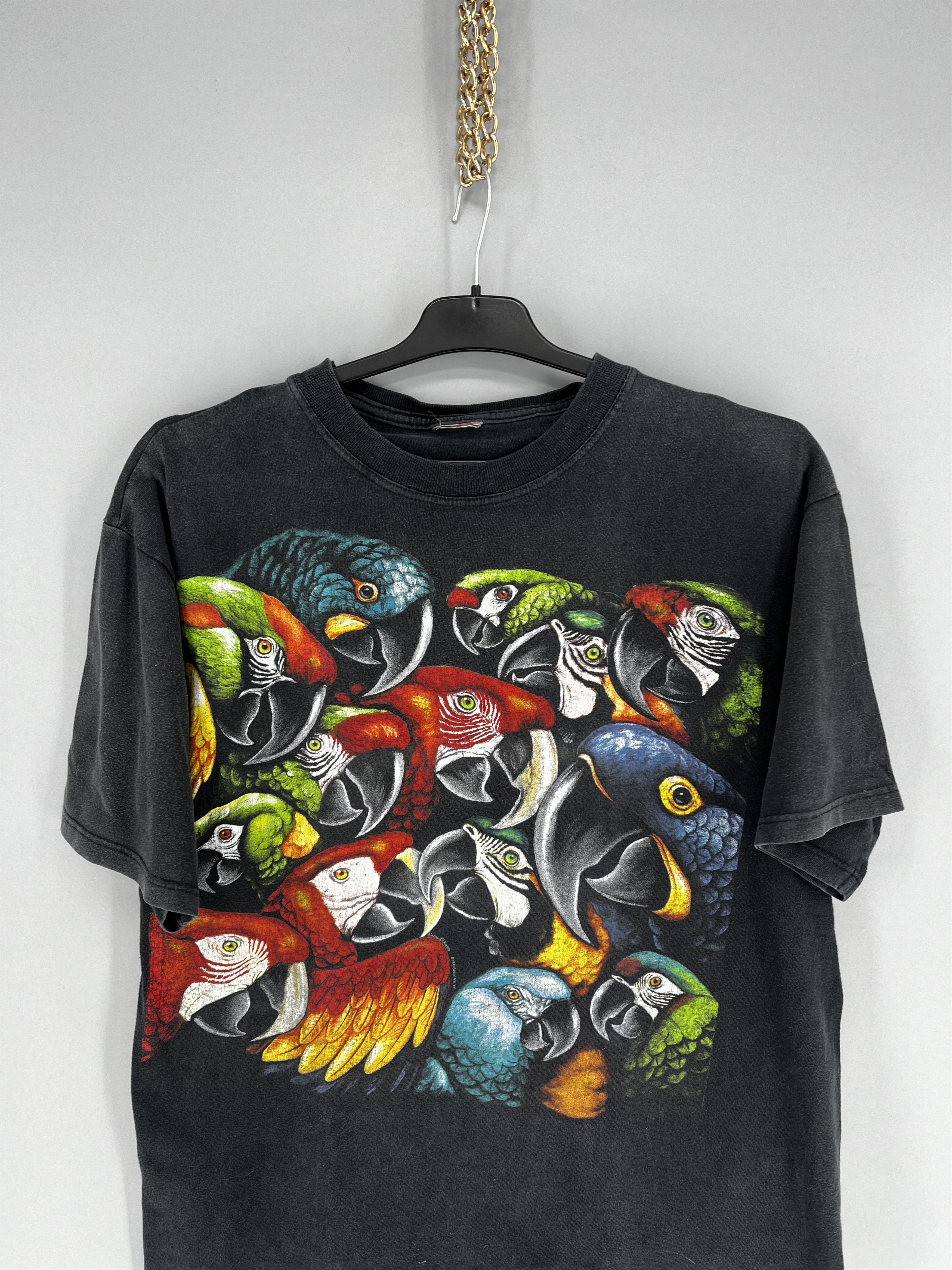 Vintage Harlequin Parrots Bird 1994 Black All-Over vintage Rare Size US M / EU 48-50 / 2 - 6 Thumbnail