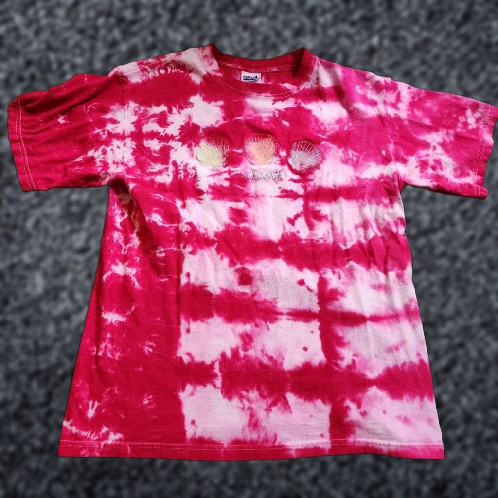 Anvil VINTAGE Anvil T-Shirt Womens Sarasota FL Sea Shell Tie Dye Travel Souvenir Shirt Adults Pink Short Sleeve Round Neck M Size M / US 6-8 / IT 42-44 - 1 Thumbnail