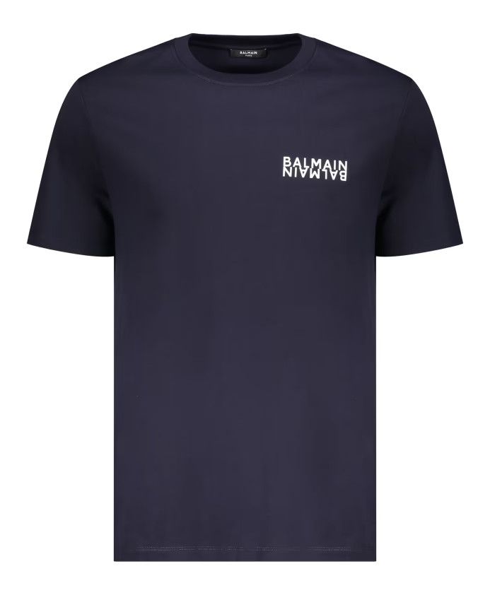 Balmain o1y0426 Logo Crewneck T-Shirt in Midnight Blue Size US XXL / EU 58 / 5 - 1 Thumbnail