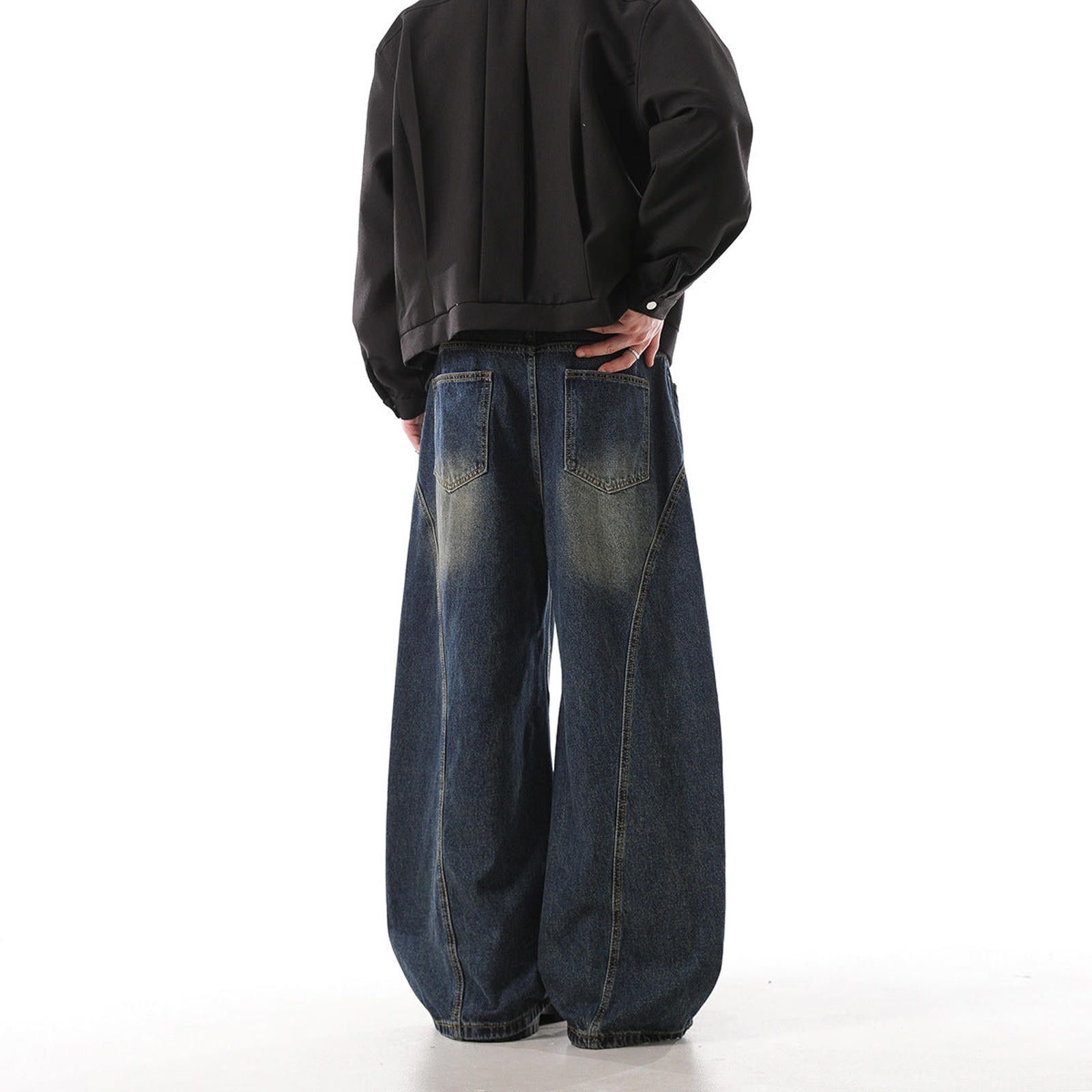 Jean Dark Wash Wide Leg Denim Jeans, Baggy Fit Jeans Size US 32 / EU 48 - 6 Thumbnail