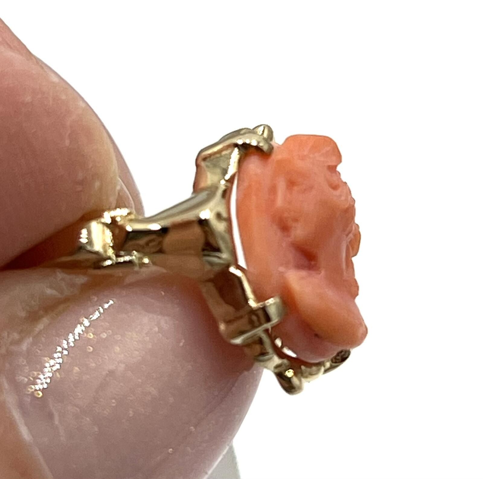 Other NWT 10K Gold Left-Facing Pink Coral Cameo Ring Size ONE SIZE - 8 Thumbnail