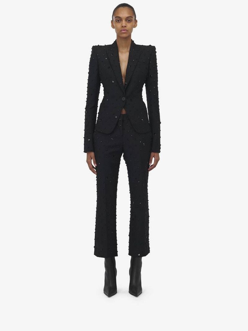 Alexander McQueen o1srvl11e0326 Shattered Jet Stone Embroidered Jacket Black Size M / US 6-8 / IT 42-44 - 3 Thumbnail