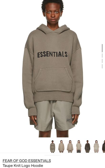 FEAR OF GOD ESSENTIALS Knit Hoodie Taupe