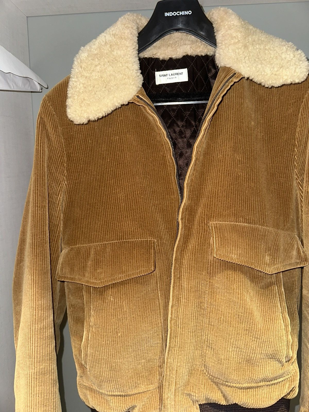 image of Saint Laurent Paris x YVES Saint Laurent YSL Bomber Jacket in Brown, Men's (Size Medium)