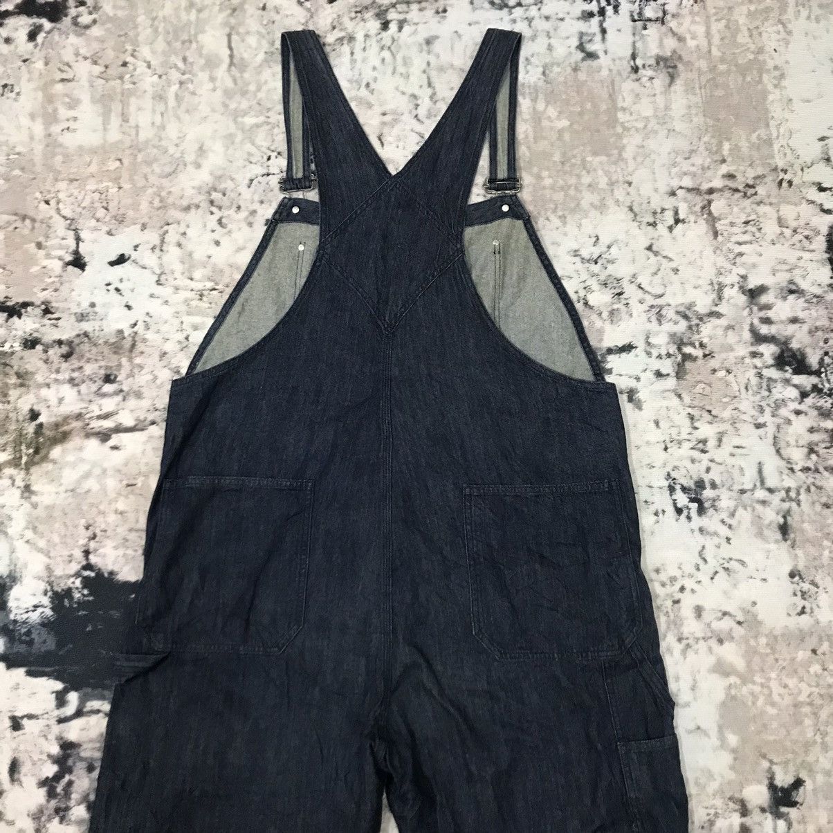 GU Gu Distressed Design Dark Blue Overalls Jeans Suspender Size US 44 / EU 60 - 2 Thumbnail
