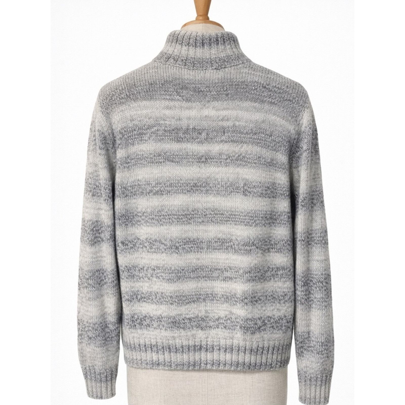 Amongst Friends Men's Grey Striped Turtleneck Button Sweater Size US M / EU 48-50 / 2 - 4 Thumbnail