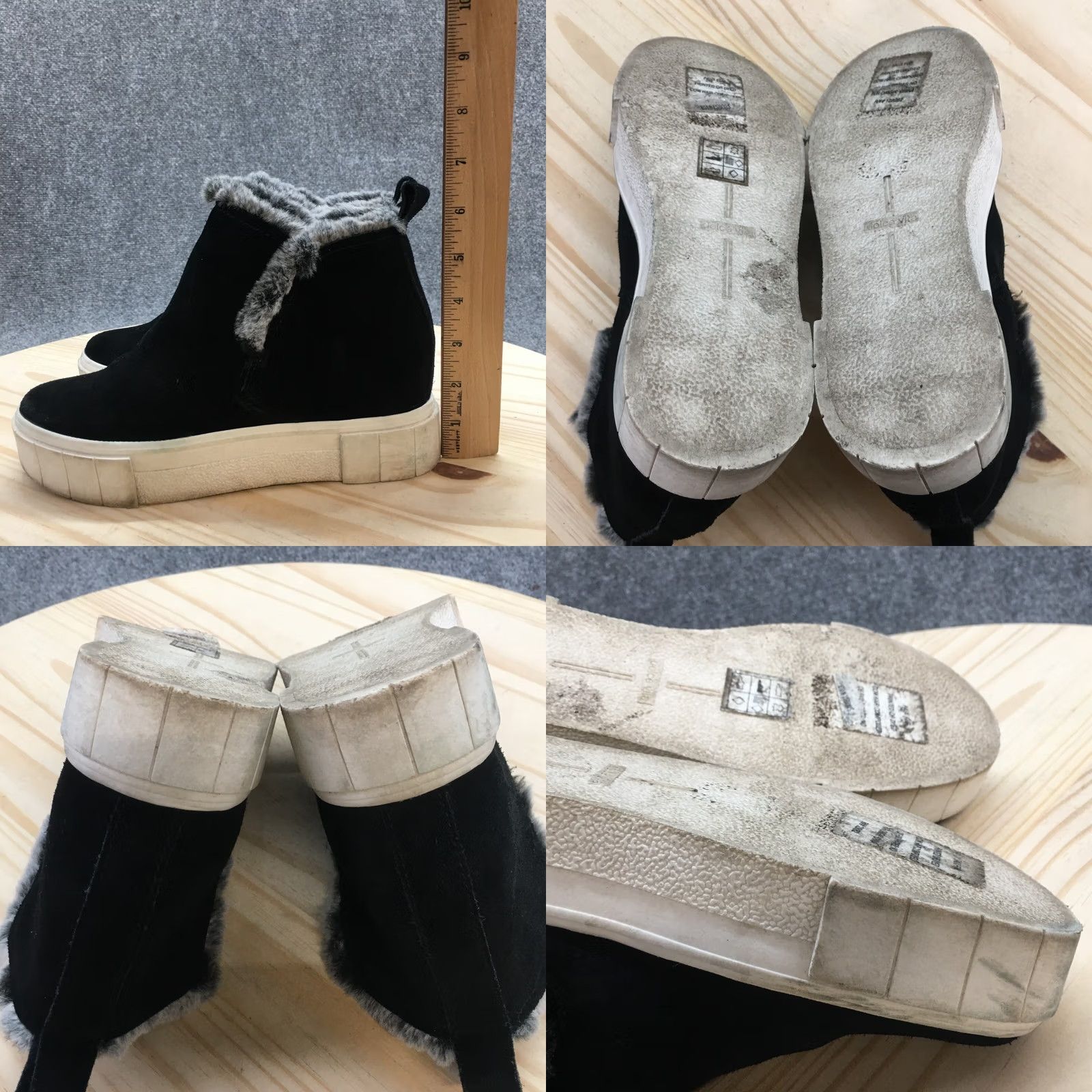Dolce Vita Dolce Vita Sneaker Womens 7M Black Gray Zanza Slip On Casual Faux Fur Suede - Size 7/4.5 EU Size US 7 / IT 37 - 9 Thumbnail