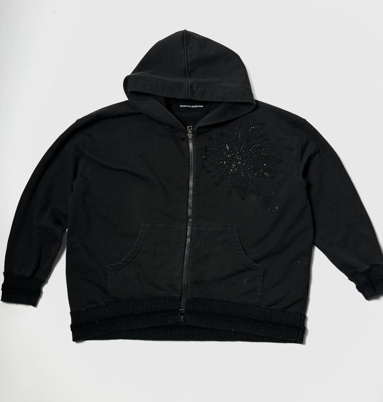 image of Ermanno Scervino Palm Oversize Hoodie in Black, Men's (Size Medium)