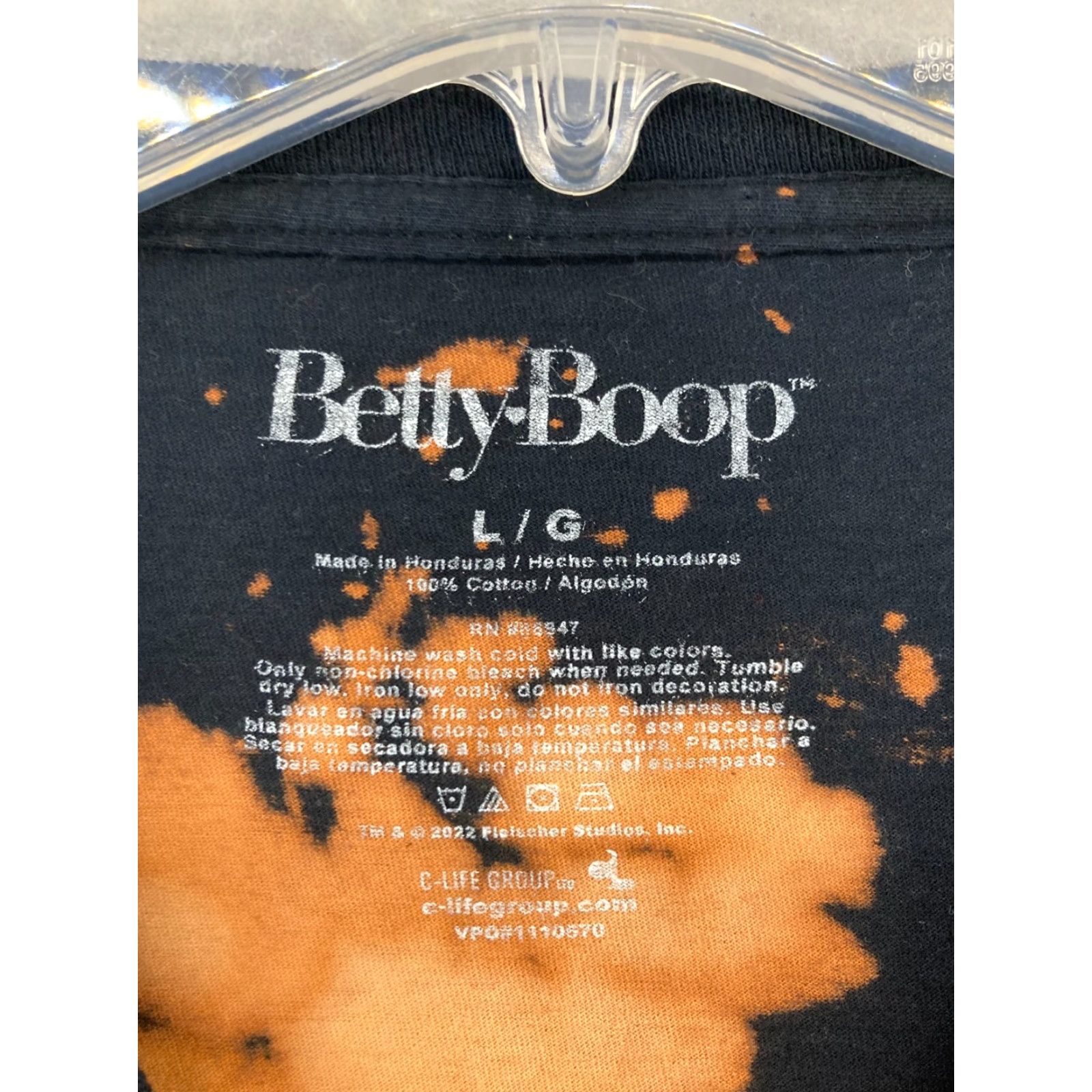 Vintage Betty Boop Tshirt Womens Large Black Cropped Vneck Biker Theme Graphic Print 100% Cotton Short Sleeve Size L / US 10 / IT 46 - 5 Thumbnail