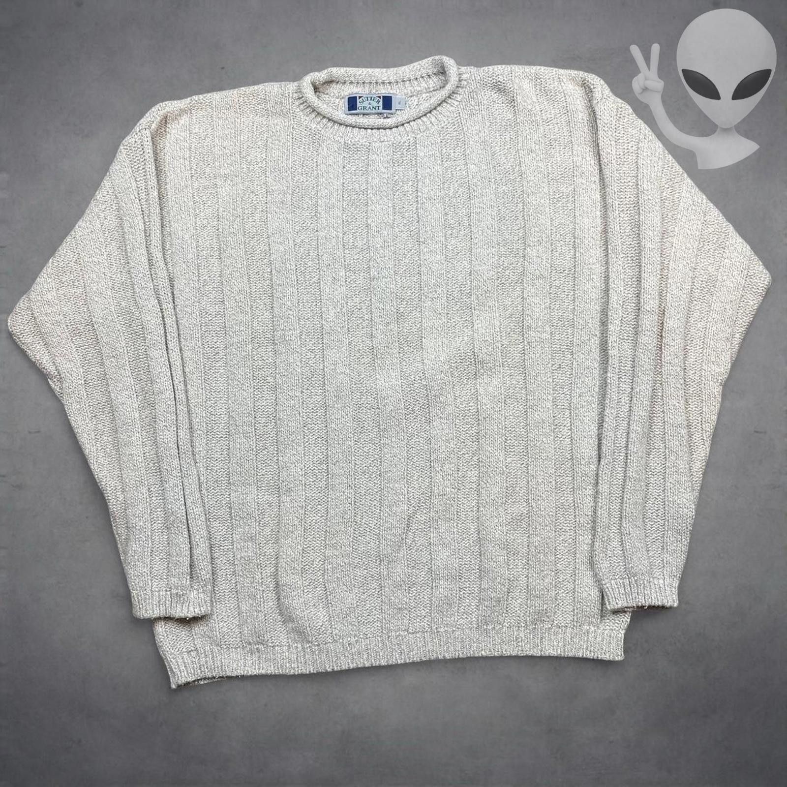 Other Vintage Knit Sweater Extra Large Cream 80s USA Pullover Size US XL / EU 56 / 4 - 2 Thumbnail