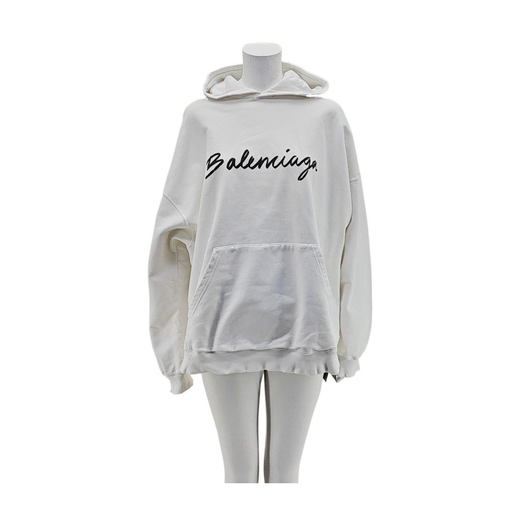 Balenciaga Balenciaga Logo White Hoodie Size M Size M / US 6-8 / IT 42-44 - 1 Thumbnail