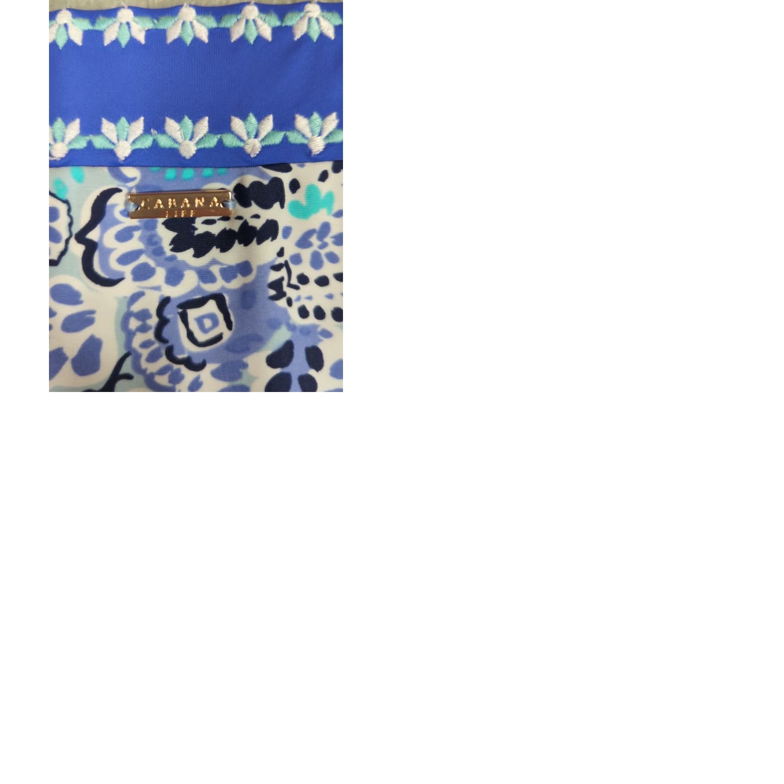 Vintage Cabana Life x Talbots Dress Womens L UPF50+ Blue Floral Knit Sleeveless V-Neck Knee Length Embroidered Summer Resort Cruise Beachy Size L / US 10 / IT 46 - 9 Thumbnail
