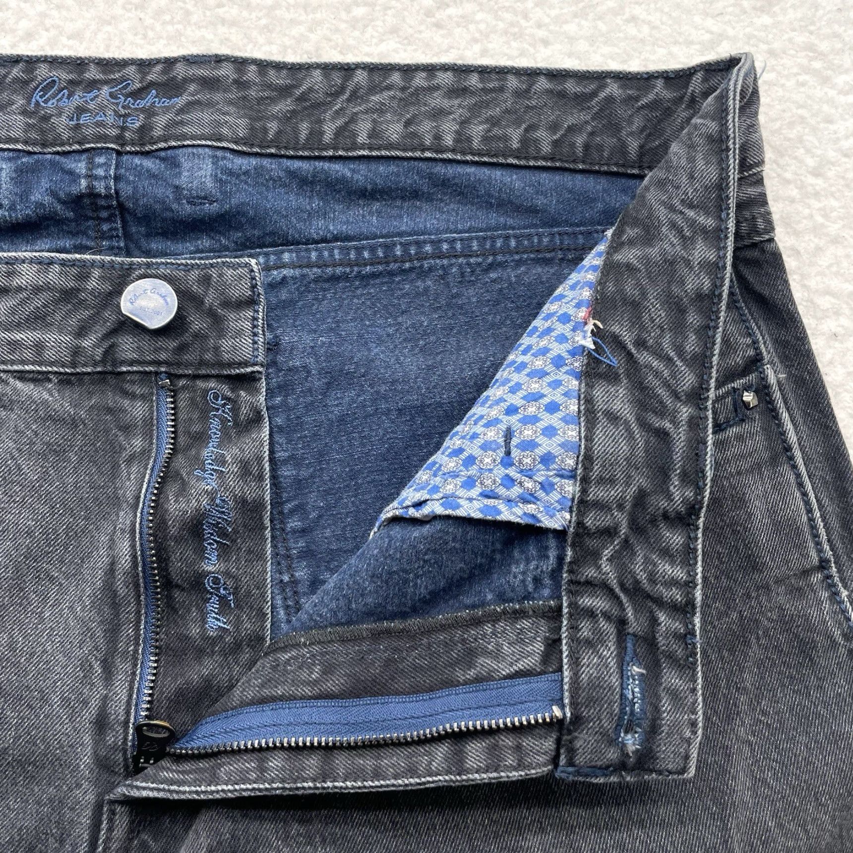 Robert Graham Robert Graham Jeans Mens 39x34 Dark Gray Straight Leg Designer Casual Jeans Size US 39 - 6 Thumbnail