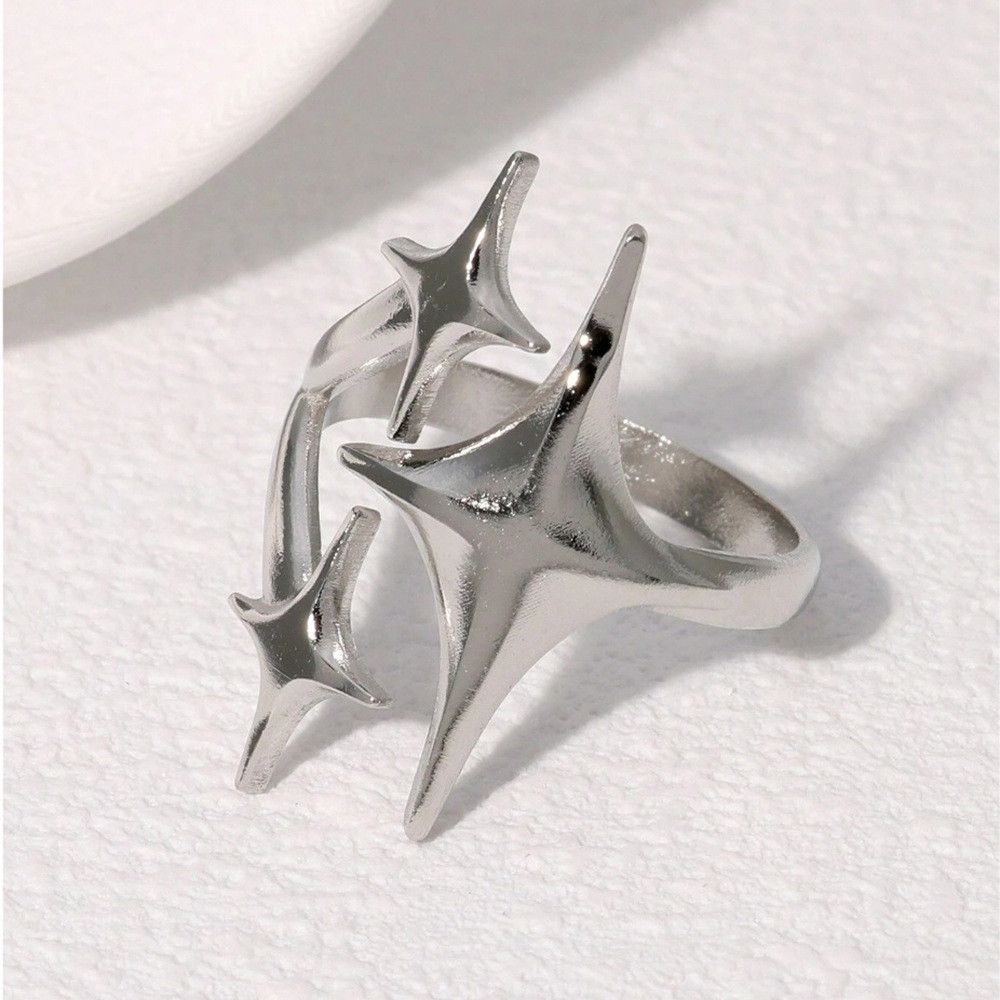 Japanese Brand Retro gothic punk adjustable triple star ring Size ONE SIZE - 1 Thumbnail