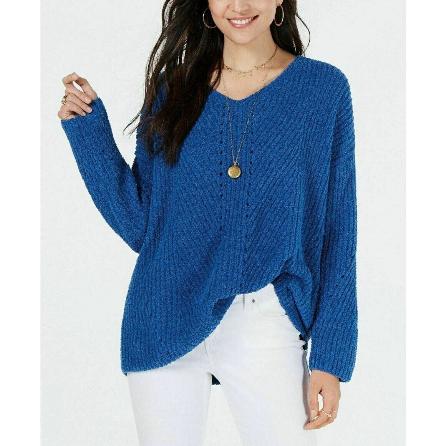 Other Style & Co Cozy Chenille V-Neck Sweater, Ocean Tide (Blue), Size XL / US 12-14 / IT 48-50 - 1 Thumbnail