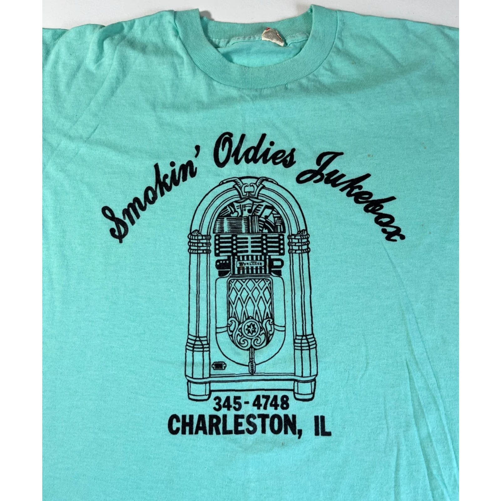 Vintage VINTAGE Smokin' Oldies Jukebox Shirt XL Teal Screen Stars USA 80s Music 80s Unisex Adults Mens Girls Boys Size US XL / EU 56 / 4 - 3 Thumbnail