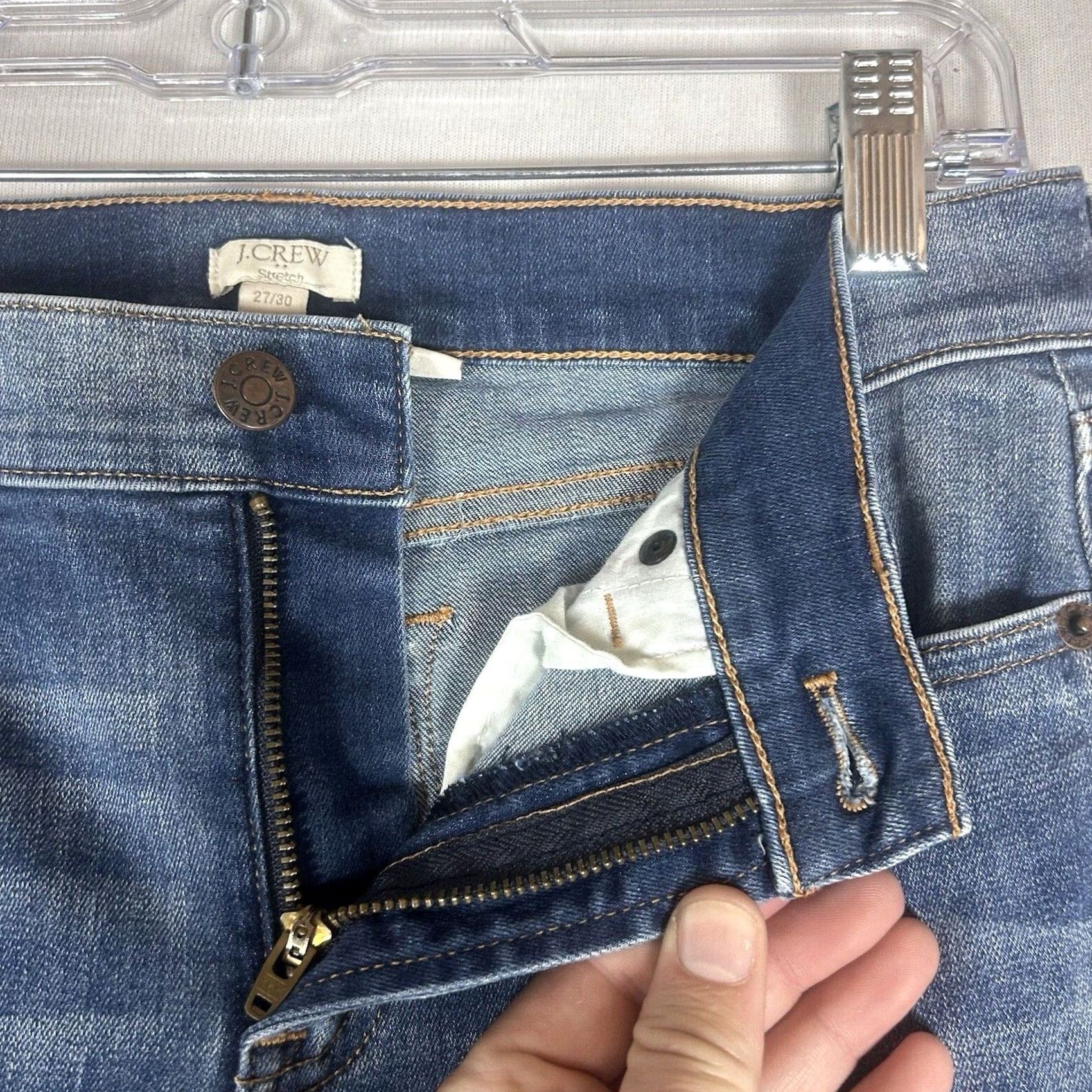 J.Crew J.Crew Jeans Skinny Low Rise 27/30 Womens Button Zip 30in Inseam Stretch Pockets Blue Size 27" / US 4 / IT 40 - 2 Thumbnail