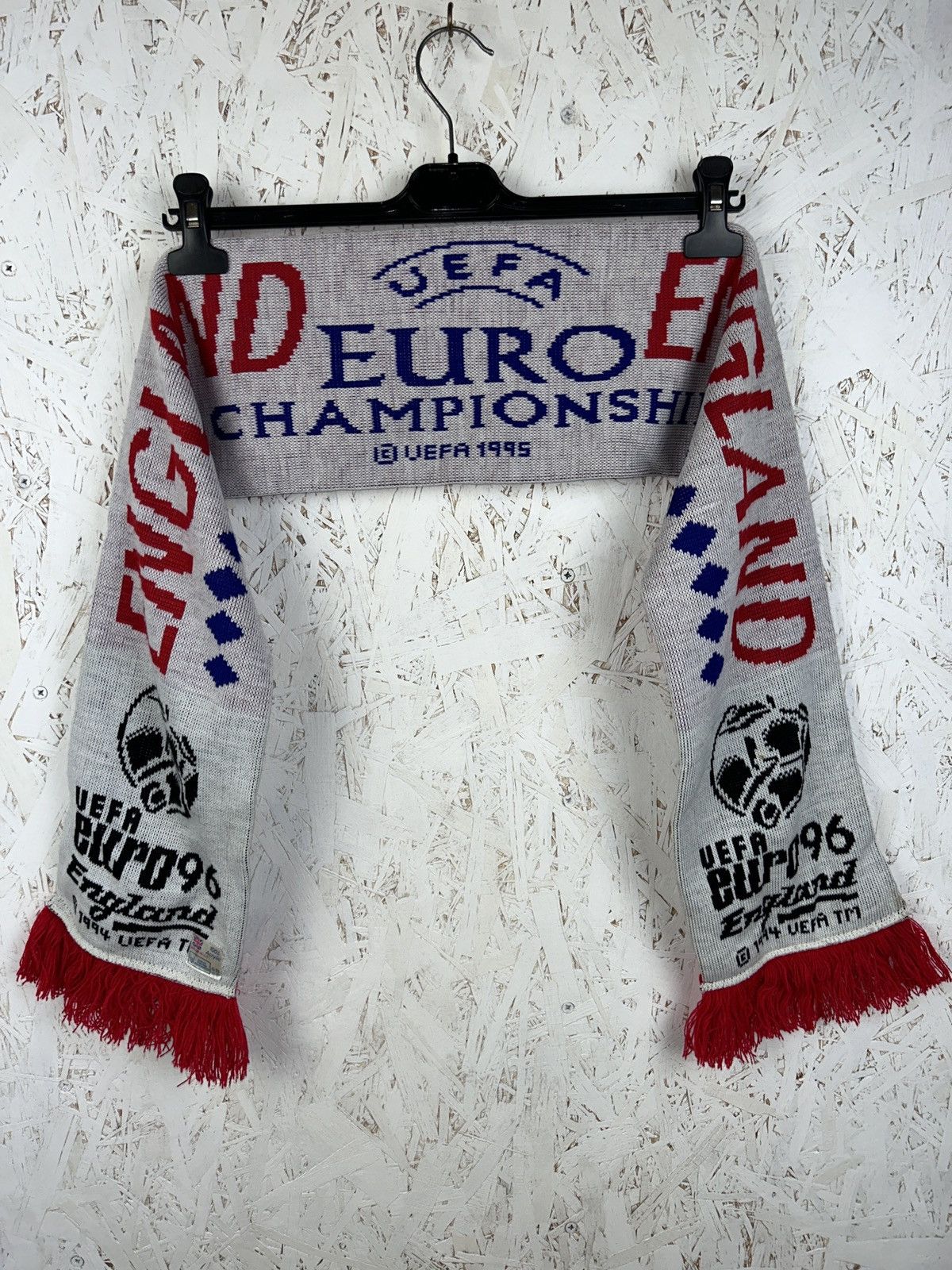 UEFA 90s Vintage UEFA 96 Euro 1996 England Fanwear Soccer Scarf Size ONE SIZE - 1 Thumbnail