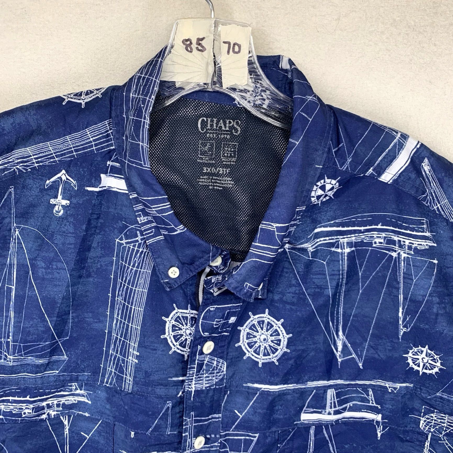 Chaps Mens Shirt Outdoor Fishing All Over Nautical Print Lightweight Thin Pockets 3XL Size US XXL / EU 58 / 5 - 4 Thumbnail