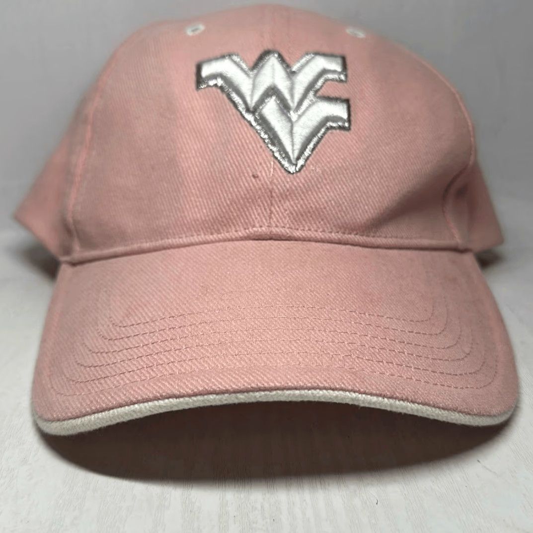 Vintage VINTAGE West Virginia Mountaineers WVU Ladies Pink Adjustable Hat Collegiate Products Baseball Cap Women Adjustable Pink Colleague Beauty? Size ONE SIZE - 2 Thumbnail