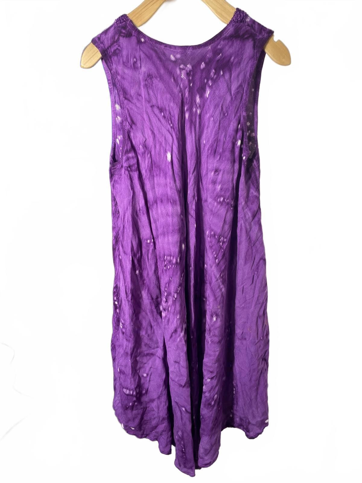 The Unbranded Brand Tie Dye Dress Women's OS Purple Embroidered Bohemian Hippie Size M / US 6-8 / IT 42-44 - 5 Thumbnail