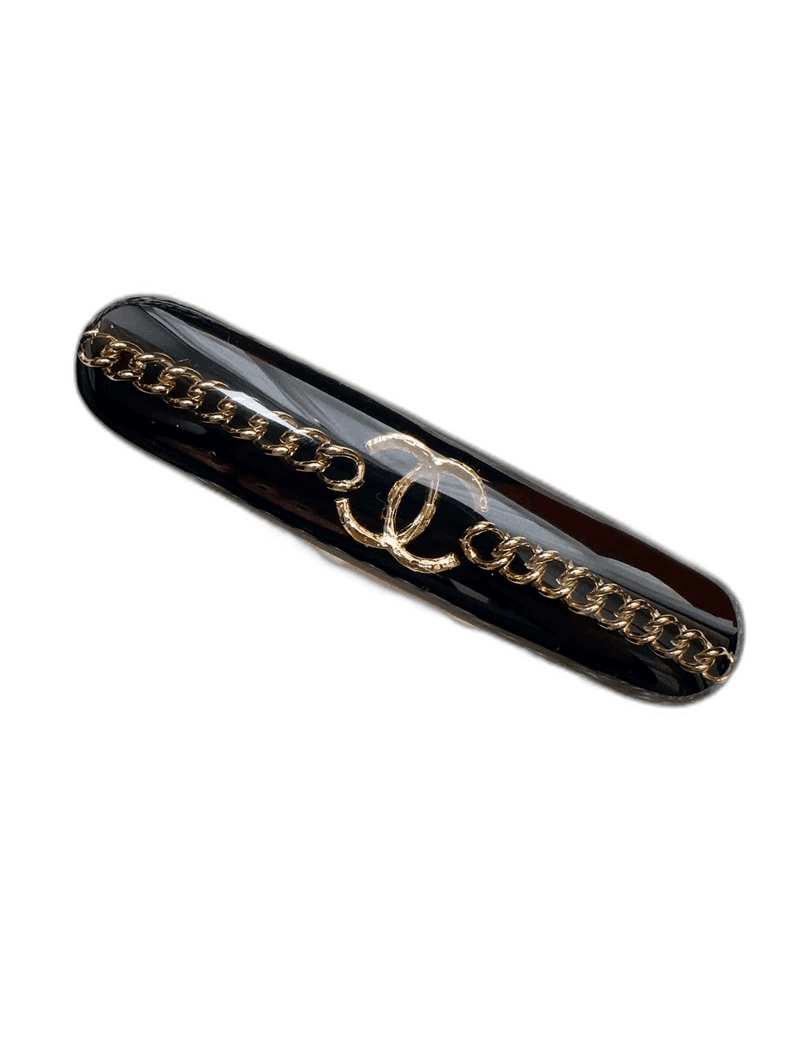 Chanel Black Double C Chain Hair Clip