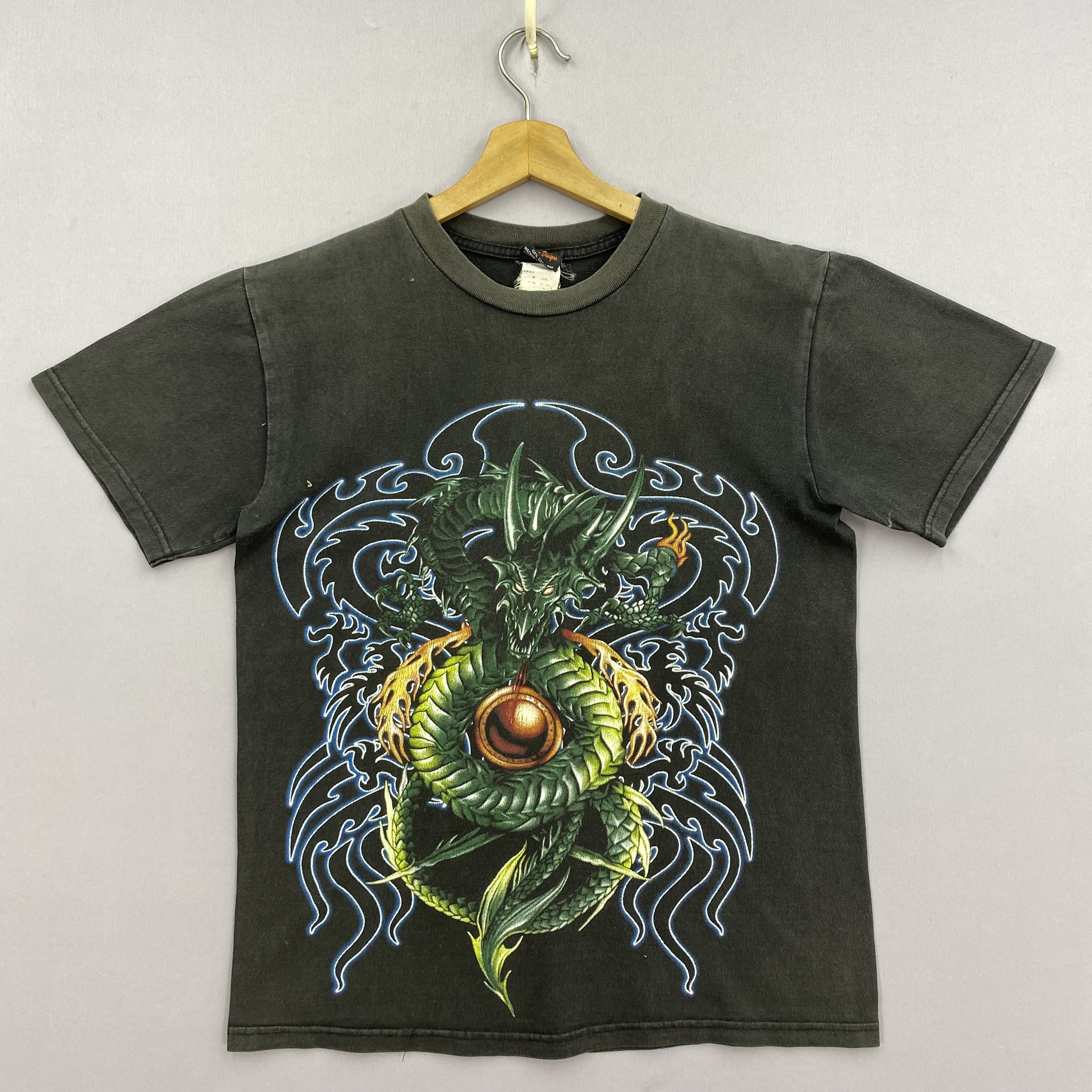 Japanese Brand Vintage 90s The Fire of the Sages T-Shirt Dragon Tee Size US S / EU 44-46 / 1 - 1 Thumbnail