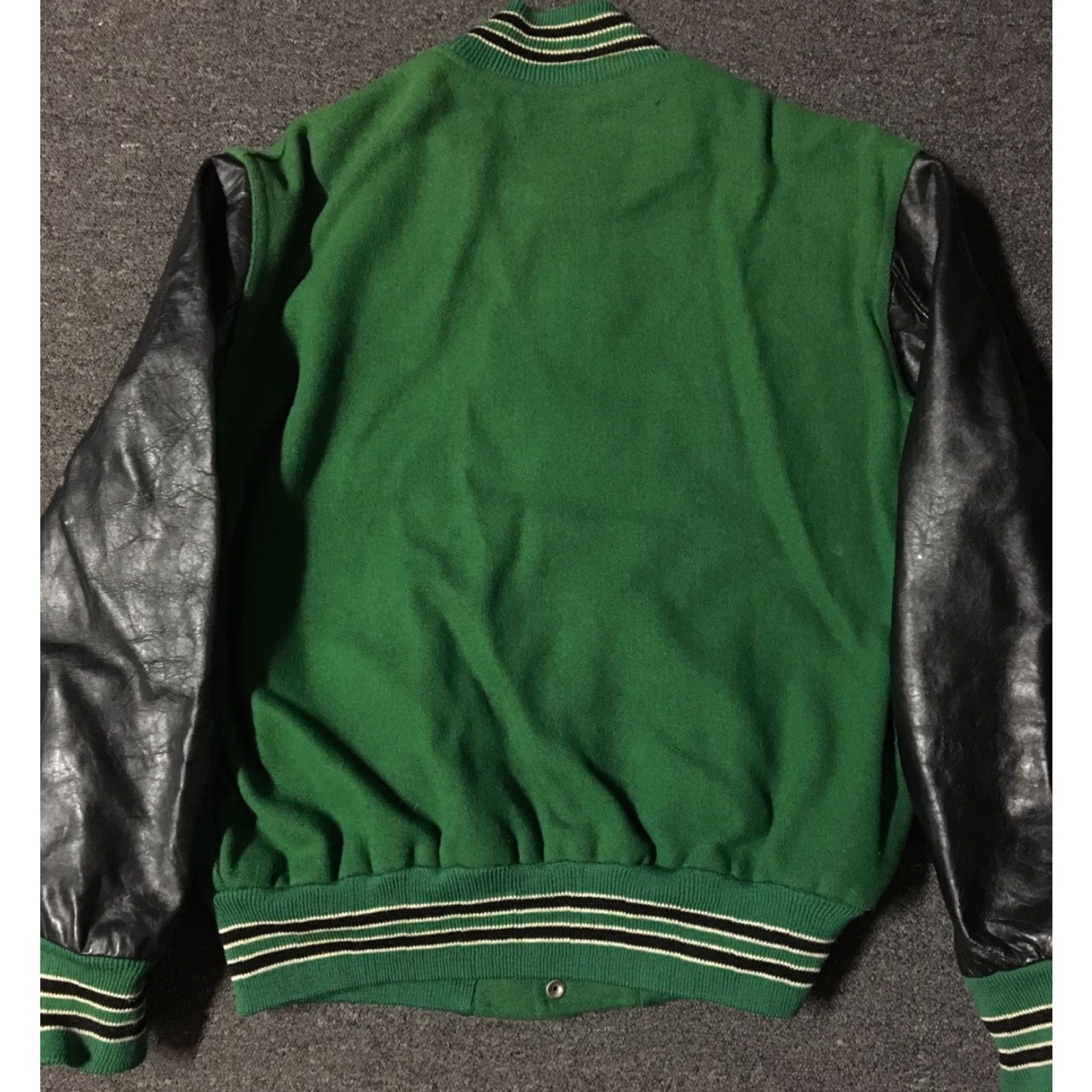Vintage VINTAGE Neff Varsity Club Jacket XL Green Wool Striped Bomber Men's 70s 80s School Track Football Grunge Cal State USA Size US XL / EU 56 / 4 - 7 Thumbnail