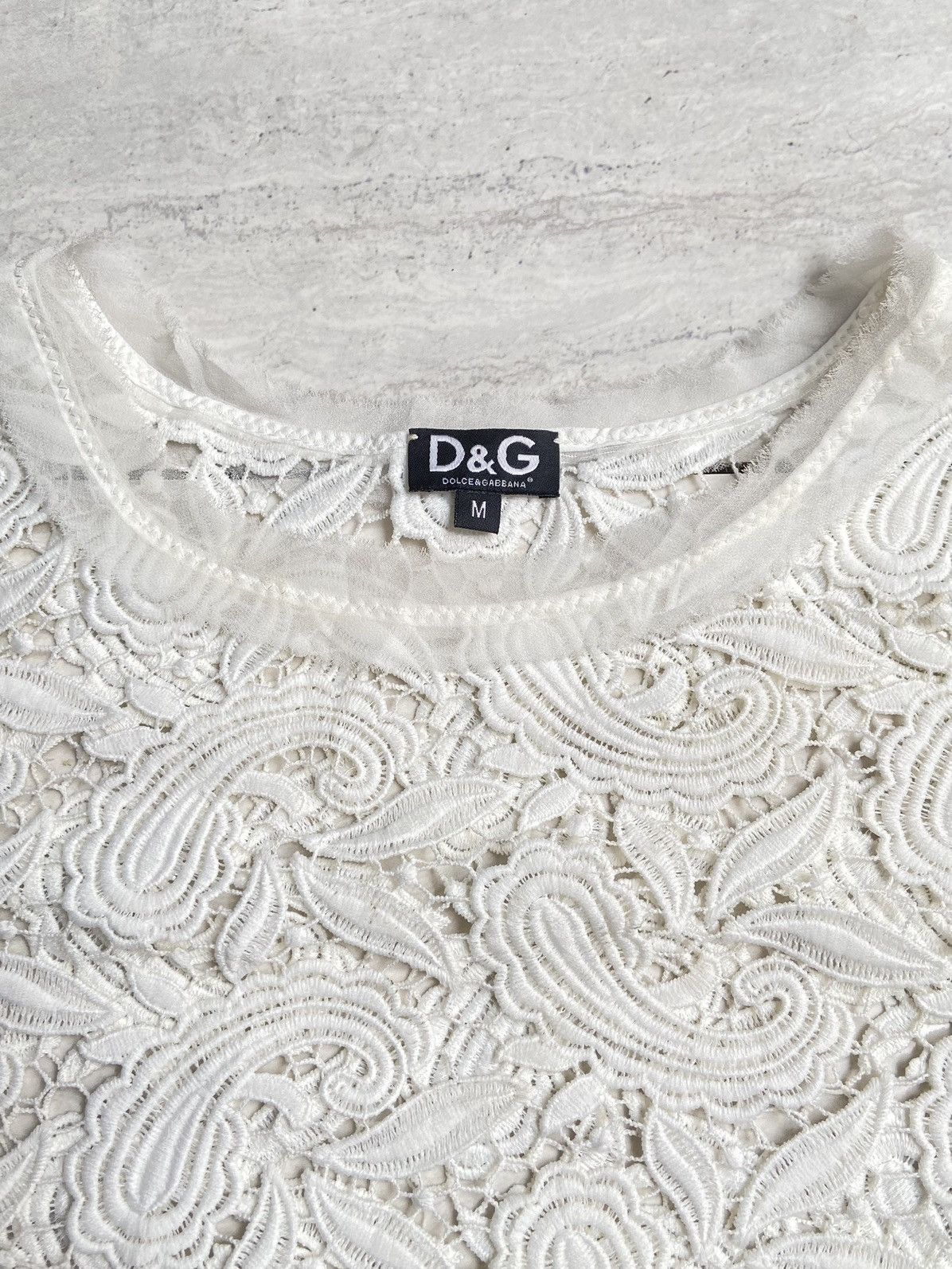 Dolce & Gabbana DOLCE & GABBANA White Mesh T-shirt Size US S / EU 44-46 / 1 - 5 Thumbnail