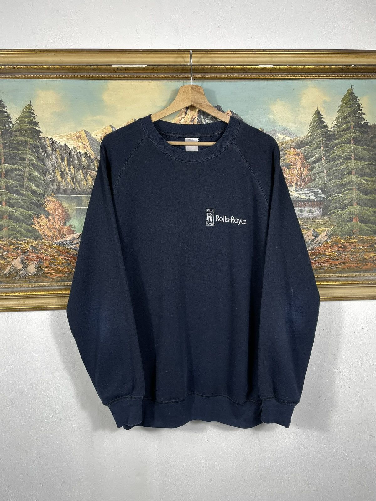 Vintage Navy Retro Y2k 00s Baggy Crewneck Rolls Royce Racing Luxury Size US L / EU 52-54 / 3 - 1 Thumbnail