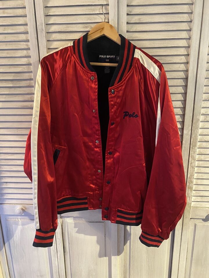 Polo Ralph Lauren Vintage Polo Ralph Lauren Script Satin Varsity Jacket XL Size US XL / EU 56 / 4 - 4 Thumbnail