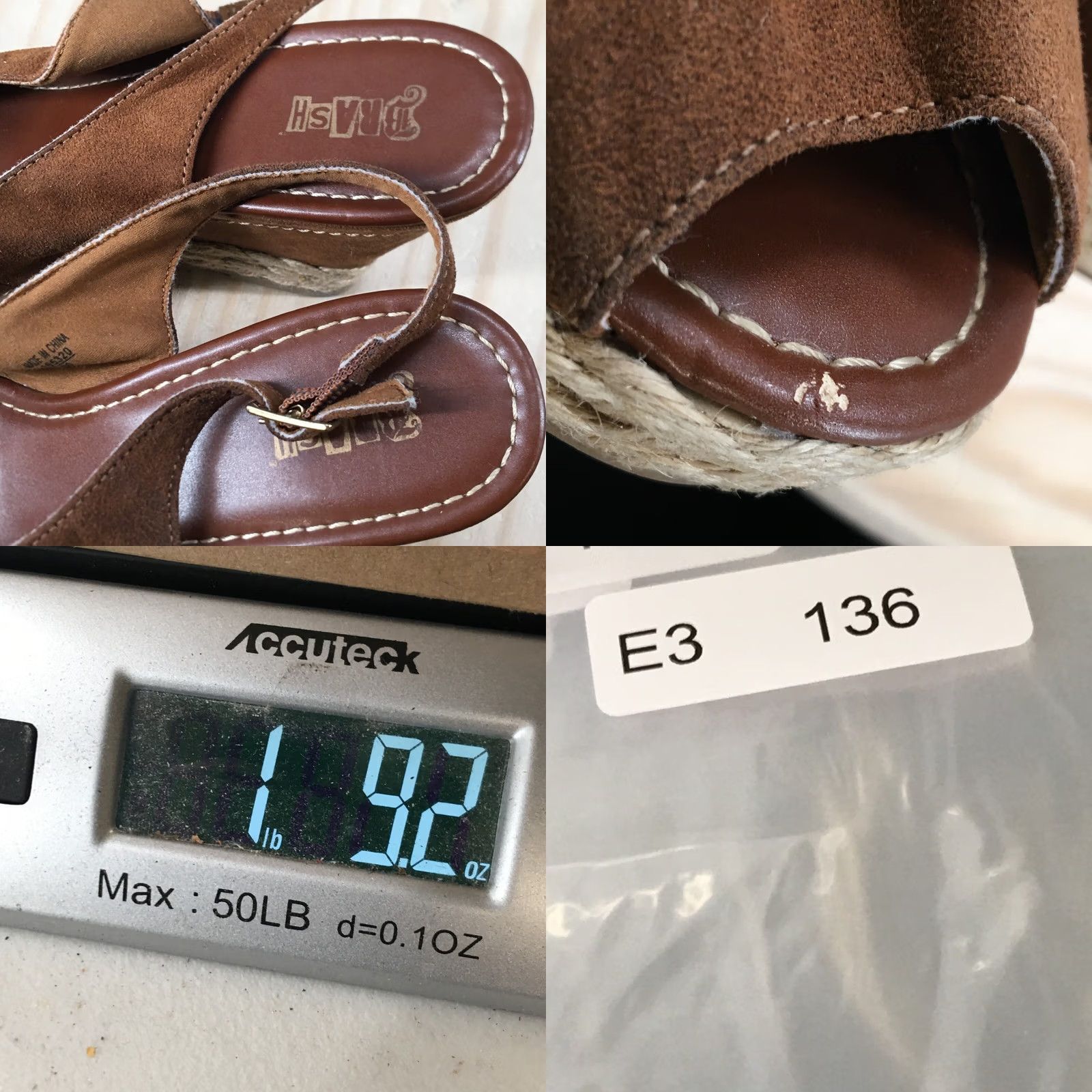 Vintage Brash Sandal Womens 11 Peep Toe Slingback Wedge Brown Fabric Buckle Size US 11 / IT 41 - 10 Thumbnail