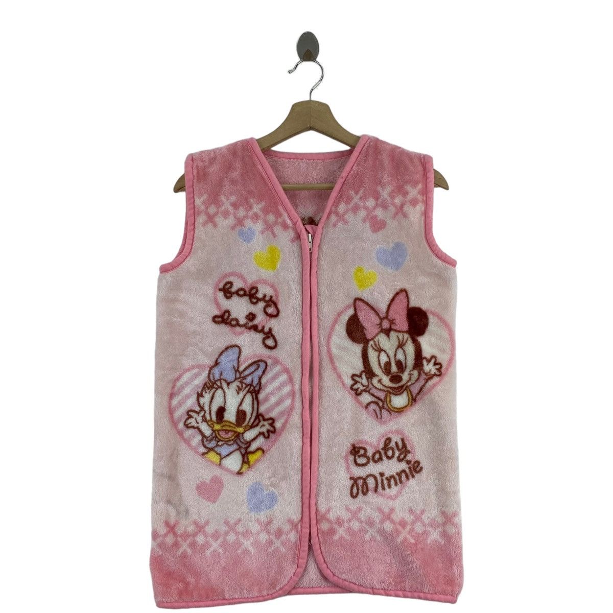 image of Baby Minnie & Friens Disney Overprint Sherpa Pink Vest, Women's (Size Small)