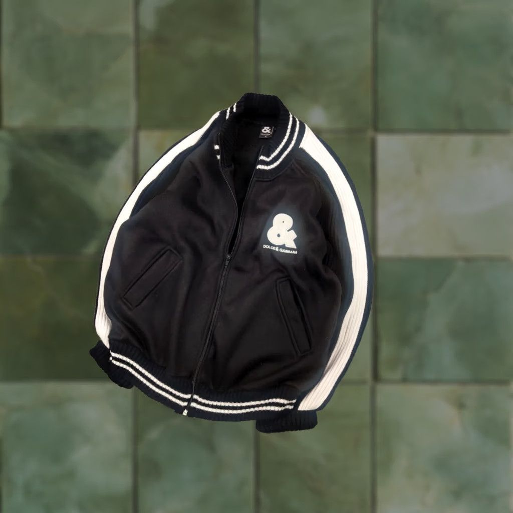 Dolce & Gabbana VINTAGE Dolce&Gabbana Logo Black ribbed Light Jacket Y2K Style Mens M Size US M / EU 48-50 / 2 - 1 Thumbnail