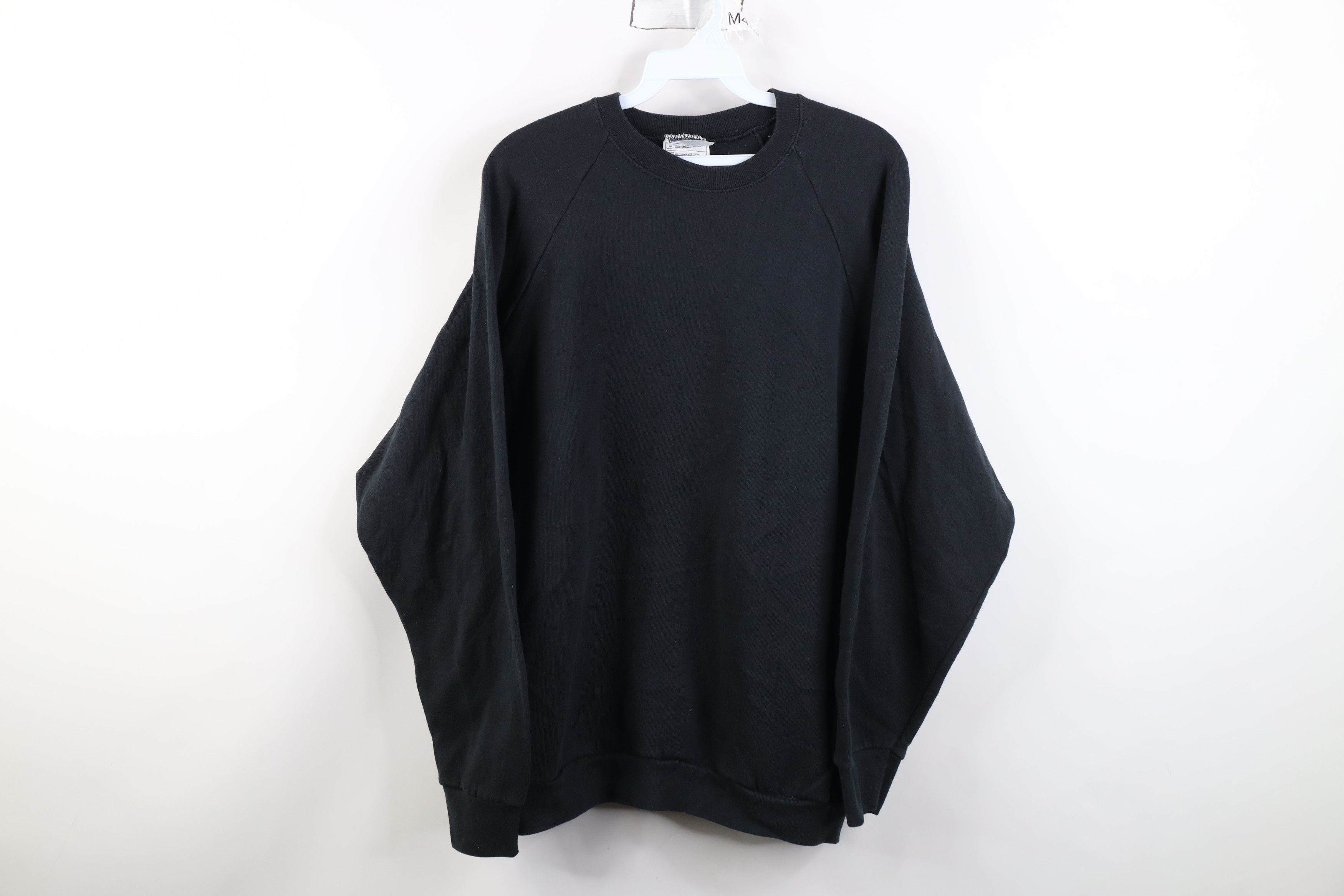 Vintage Vintage 90s Streetwear Blank Crewneck Sweatshirt Black Size US XL / EU 56 / 4 - 1 Thumbnail