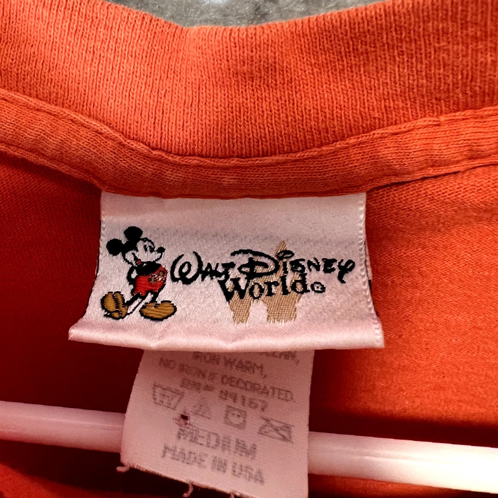 Disney VINTAGE Disney Mickey Mouse Embroidered Pocket Shirt Adult Medium Orange Crew Neck Short Sleeve Men Size US M / EU 48-50 / 2 - 6 Thumbnail