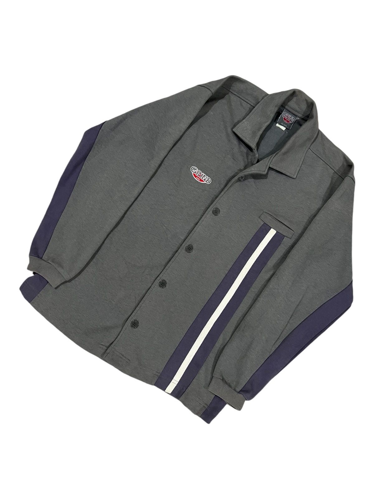 Hook-Ups × Vintage × grindlondon Vintage 90s Grind Inc. Skateboard Line Button Work Sweater Size US M / EU 48-50 / 2 - 2 Thumbnail