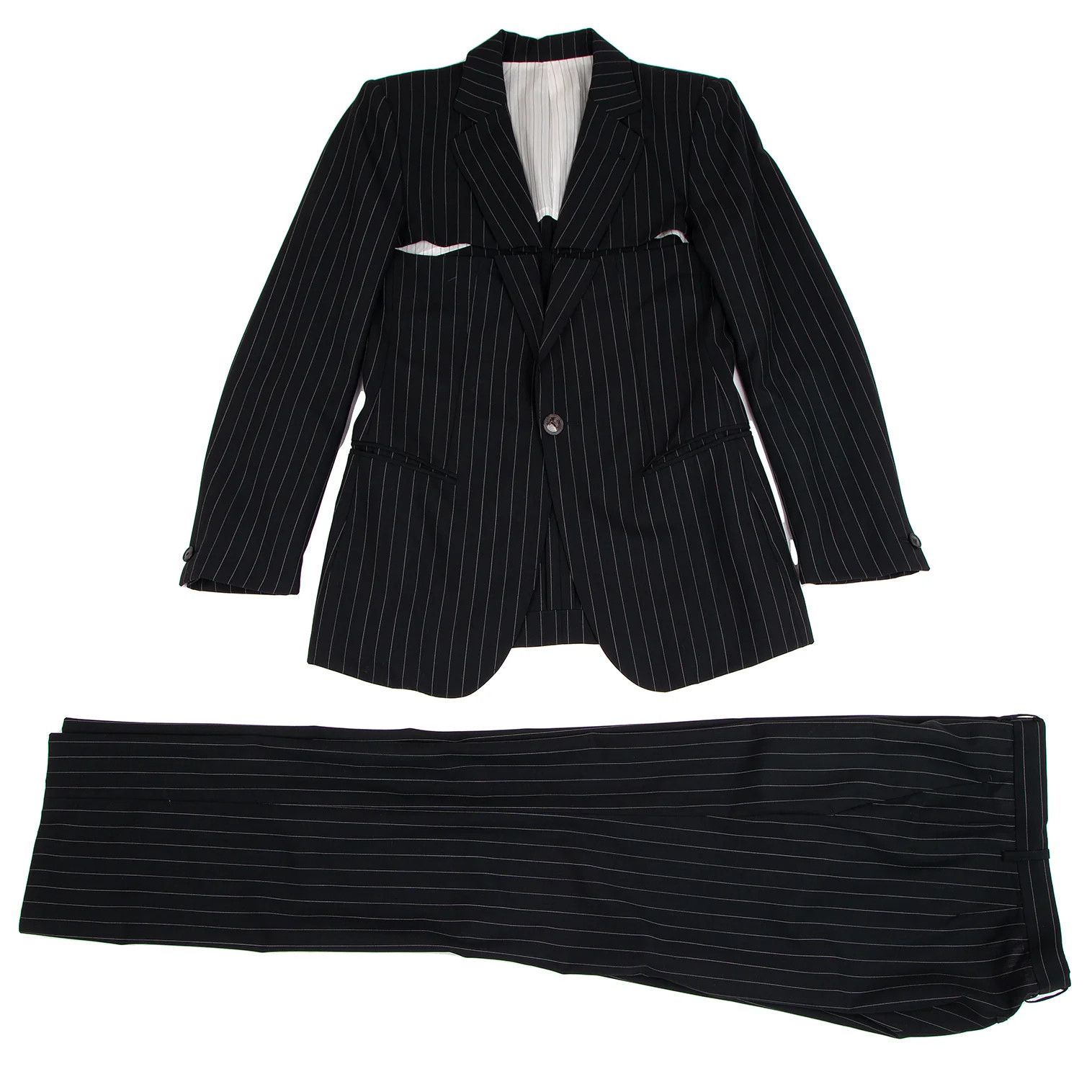 Jean Paul Gaultier Wool Stripe Jacket in Black, Size 48 Size US M / EU 48-50 / 2 - 17 Thumbnail