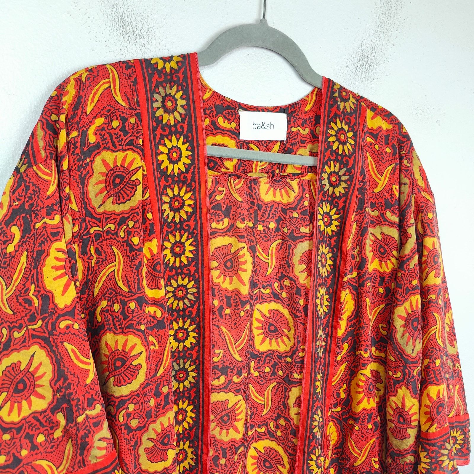 ba&sh Ba&sh Lady Kimono Robe Womens One Size 100% Silk Red Size ONE SIZE - 2 Thumbnail