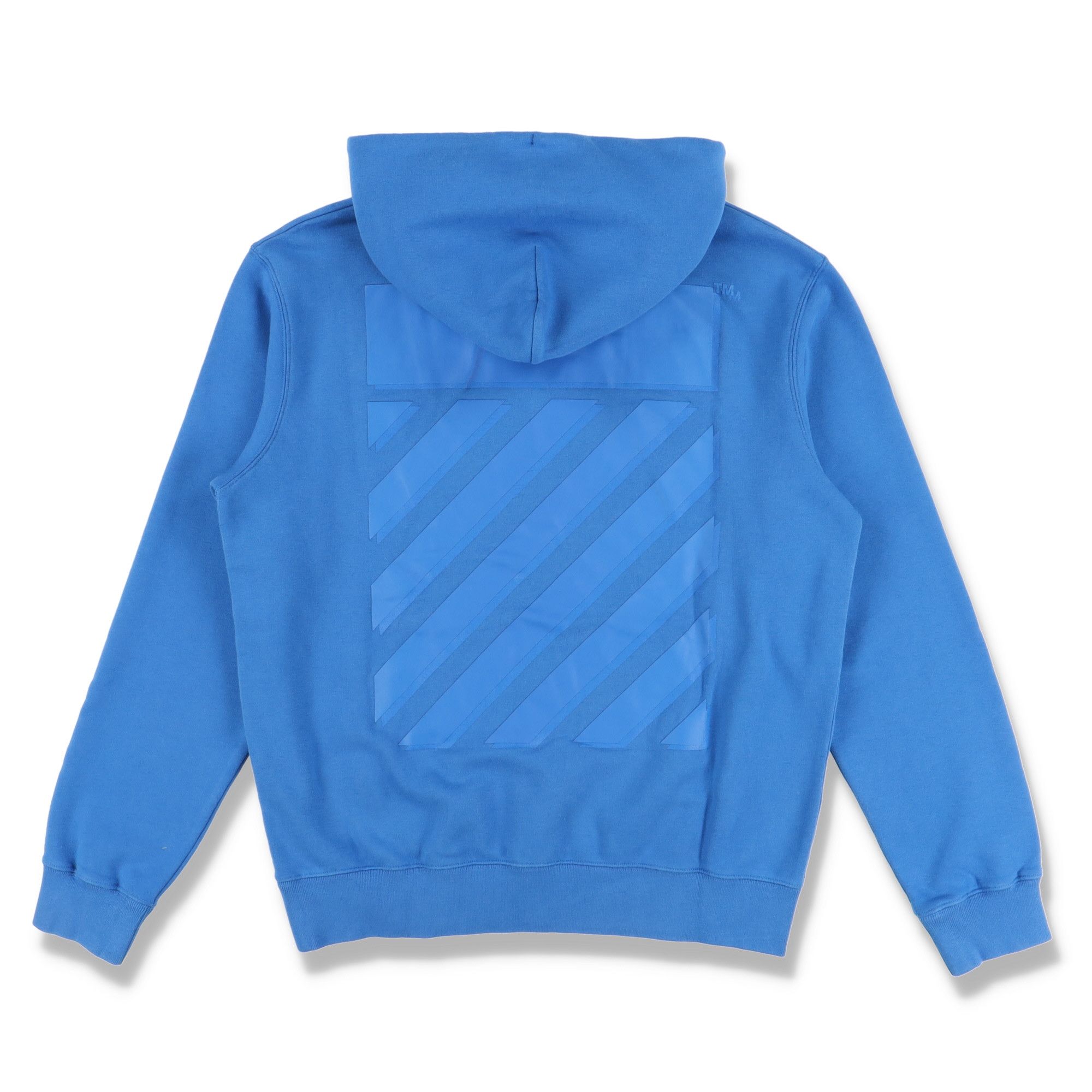 image of Off White Blue Logo Rubber Diagonals Hoodie, Men's (Size 2XL)