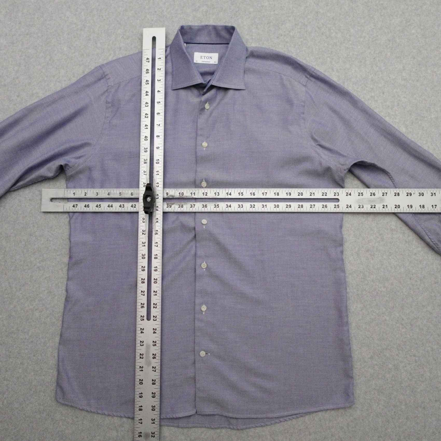 Eton ETON Button-Up Shirt Men's 42 Solid Blue Long Sleeve Casual Shop Size US XL / EU 56 / 4 - 2 Thumbnail