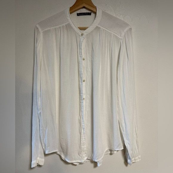 Abercrombie & Fitch Abercrombie & Fitch White Long Sleeve Button Down Blouse - L Size L / US 10 / IT 46 - 2 Thumbnail