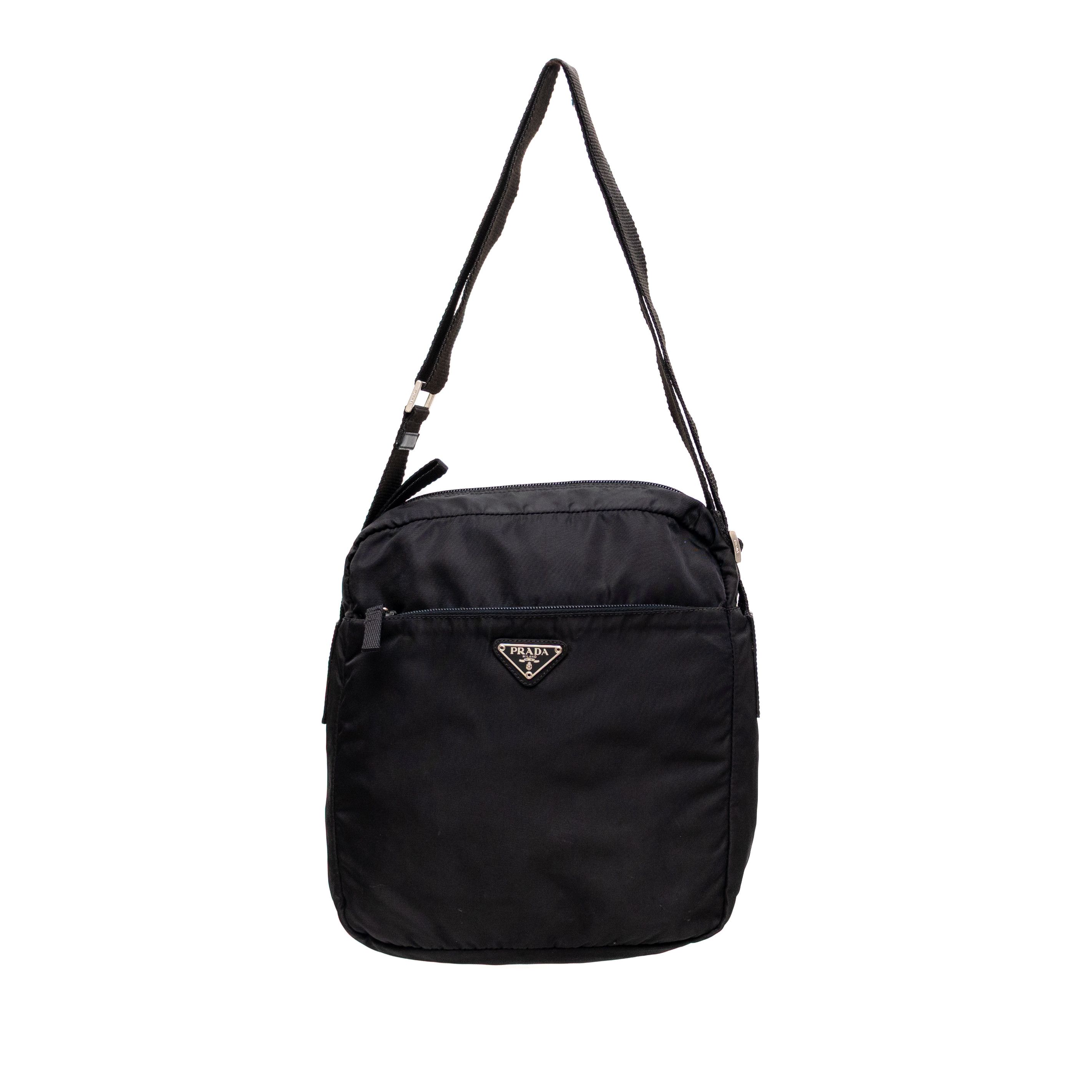Italian Designers Prada Black Nylon Crossbody Shoulder Bag Crossbody, Men's