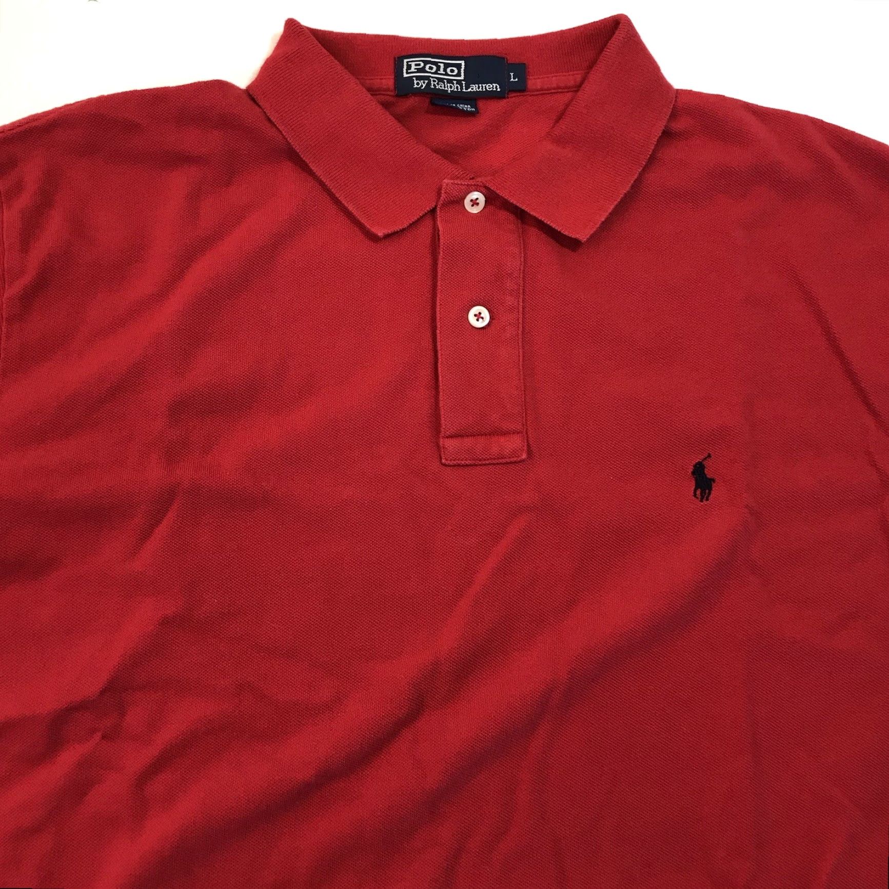 Polo Ralph Lauren VINTAGE Polo Ralph Lauren Mens Polo Shirt Short Sleeve Collared 90s Red Sz L - Solid Cotton Knit Logo Polo Shirt Men Regular Fit Size US L / EU 52-54 / 3 - 2 Thumbnail