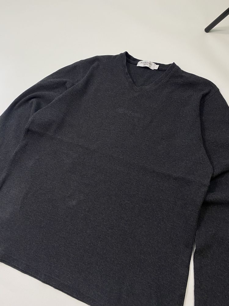 Yves Saint Laurent YSL Logo Vintage V-neck Sweatshirt Size US L / EU 52-54 / 3 - 4 Thumbnail