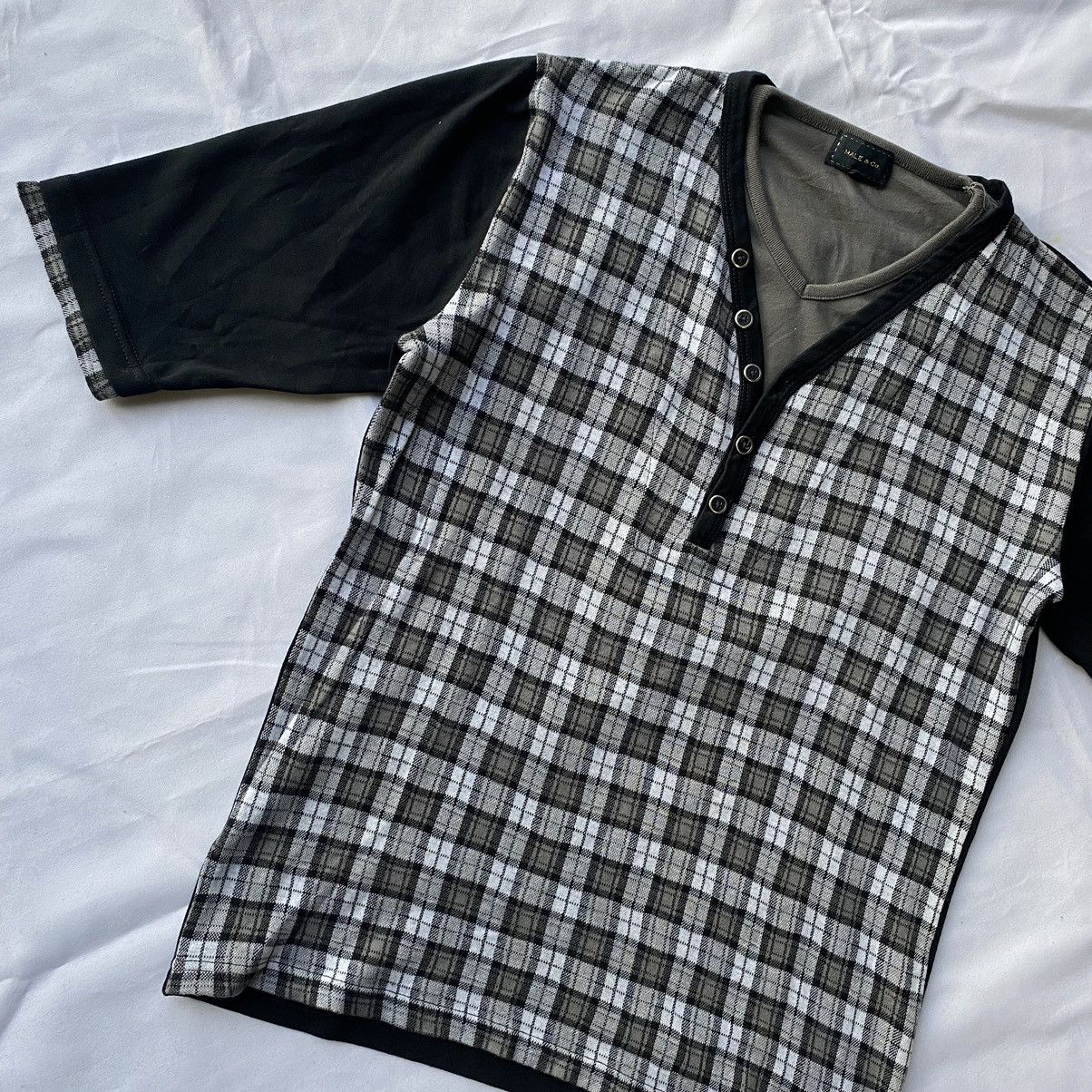 If Six Was Nine × Japanese Brand × Vintage Japanese Tartan Double Layer Short Sleeve By Male&co Size US M / EU 48-50 / 2 - 2 Thumbnail