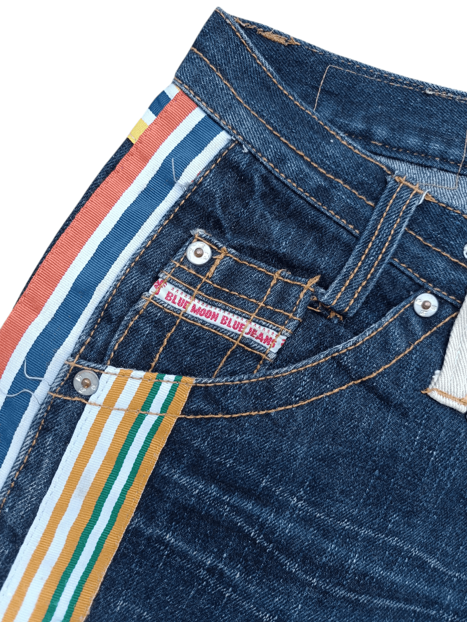 Designer VTG BLUE MOON BLUE SIDE STRIPE EMBROIDERY STYLE DESIGN DENIM Size US 30 / EU 46 - 5 Thumbnail