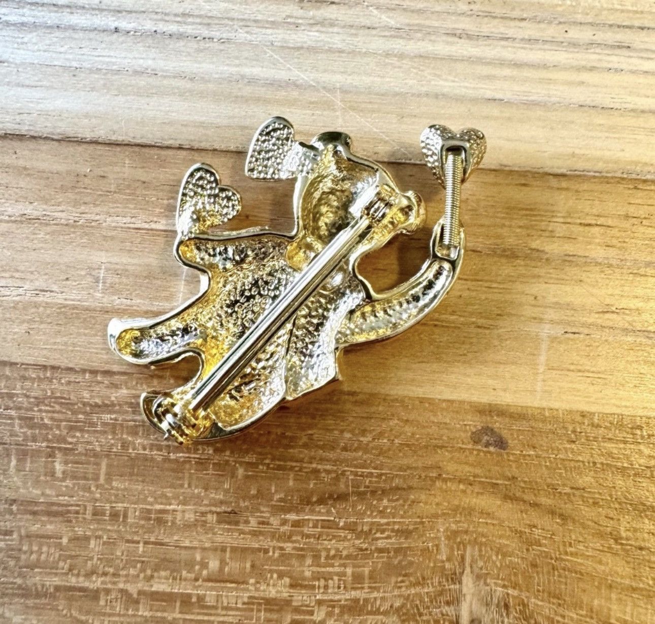 Other Vintage Gold Tone Teddy Bear Brooch Rhinestones Black Vest Size ONE SIZE - 4 Thumbnail